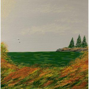 Fall Lake Escape Acrylic Painting, 12 x 12